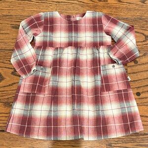 Petit Indi Red Plaid Long Sleeve Dress Made in Spain 24 months NWOT